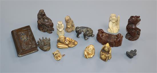 A quantity of Chinese carvings, netsukes etc.